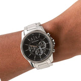 Armani Exchange Banks AX1720 Men's Chronograph Watch – Black Dial with Silver Stainless Steel Strap