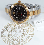 Versace Hellenyium GMT Black Dial Two Tone Steel Strap Watch for Men - V11040015