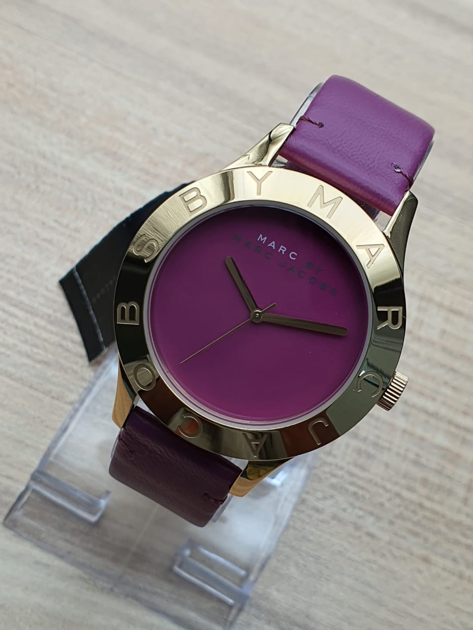 Marc Jacobs Purple Dial Purple Leather Strap Watch for Women - MBM1209