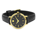 Movado Ultra Slim Black Dial Black Leather Strap Watch For Women -  0607095
