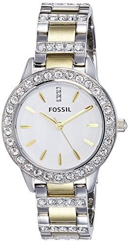 Fossil Jesse White Dial Two Tone Steel Strap Watch for Women - ES2409