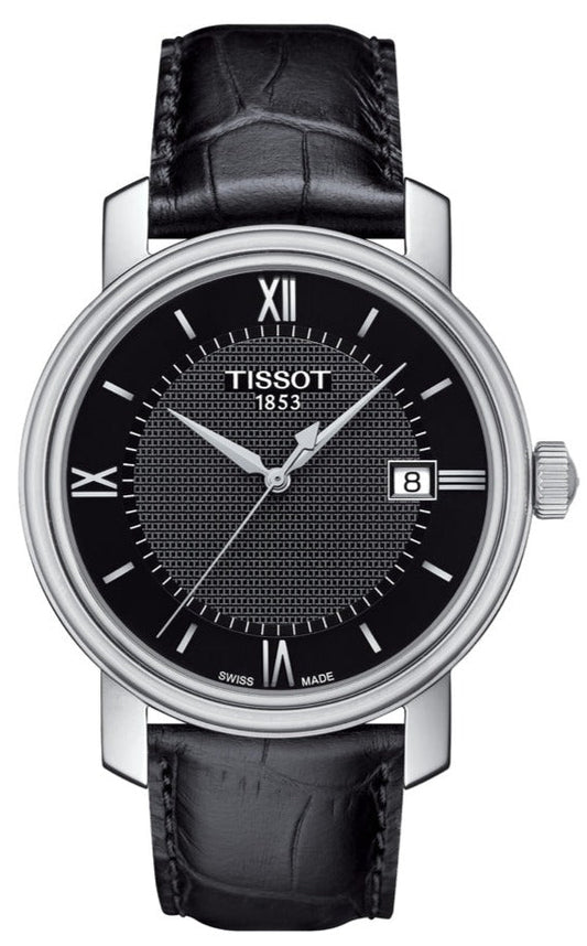 Tissot T Classic Bridgeport Black Dial Black Leather Strap Watch For Women - T097.010.16.058.00