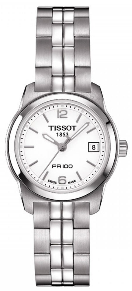 Tissot T Classic PR100 Watch Ladies White Dial Stainless Steel For Women - T049.210.11.017.00