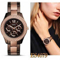 Fossil Stella Multifunction Black Dial Two Tone Steel Strap Watch for Women - ES4079