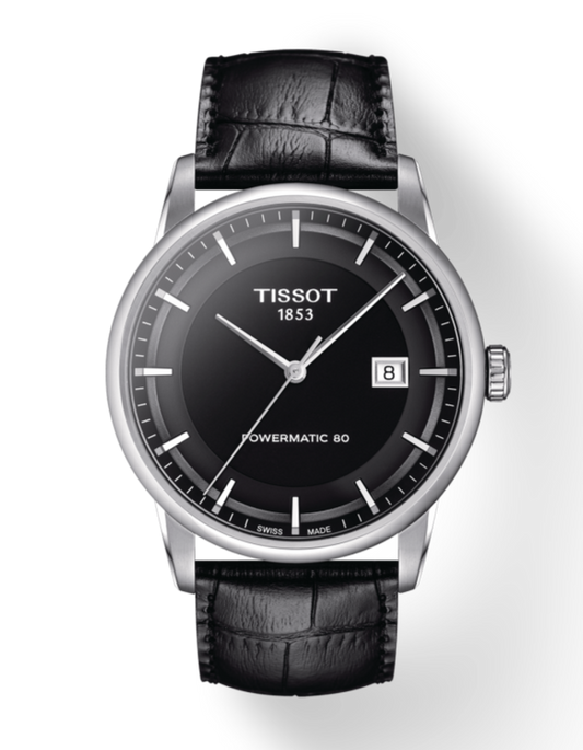 Tissot T Classic Luxury Black Dial Black Leather Strap Watch For Men - T086.407.16.051.00