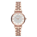 Emporio Armani Gianni T-Bar Crystal White Dial Rose Gold Steel Strap Watch For Women - AR11244