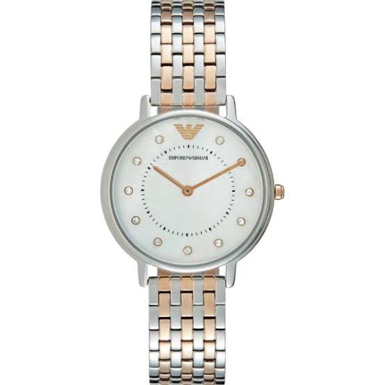 Emporio Armani Gianni T Bar Mother of Pearl Dial Two Tone Steel Strap Watch For Women - AR2508