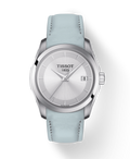 Tissot T Classic Couturier Silver Dial Light Blue Leather Strap Watch For Women - T035.210.16.031.02
