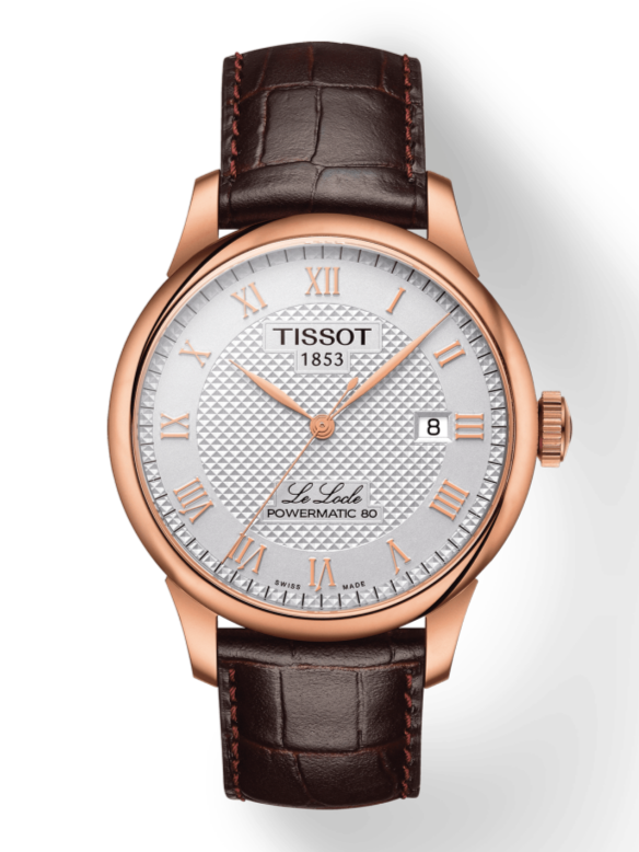 Tissot Le Locle Powermatic 80 Silver Dial Brown Leather Strap Watch For Men - T006.407.36.033.00