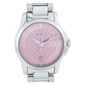 Gucci G Timeless Pink Dial Silver Steel Strap Watch For Women - YA126524