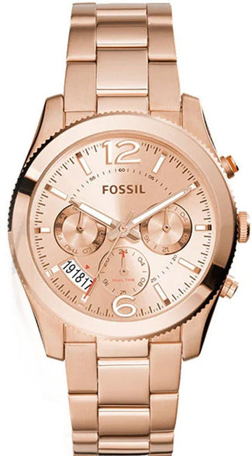Fossil Boyfriend Multifunction Rose Gold Dial Rose Gold Steel Strap Watch for Women - ES3885