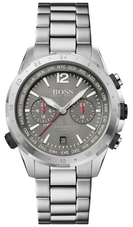 Hugo Boss Nomad Grey Dial Silver Steel Strap Watch for Men - 1513774