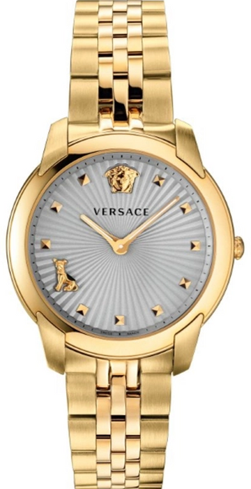 Versace Audrey Quartz Grey Dial Gold Steel Strap Watch for Women - VELR00719