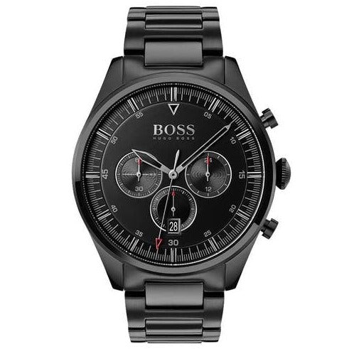 Hugo Boss Pioneer Black Dial Black Steel Strap Watch for Men - 1513714