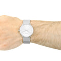 Calvin Klein White Dial Silver Mesh Bracelet Watch for Women - K8M21126