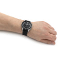 Hugo Boss Santiago Chronograph Black Dial Black Leather Strap Watch for Men - 1513864