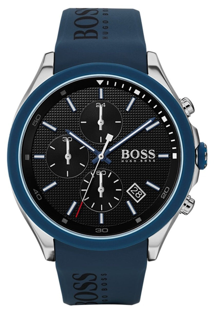 Hugo Boss Velocity Black Dial Blue Rubber Strap Watch for Men - 1513717