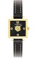 Coach Black Square Dial Black Leather Strap Watch for Women - 14503695