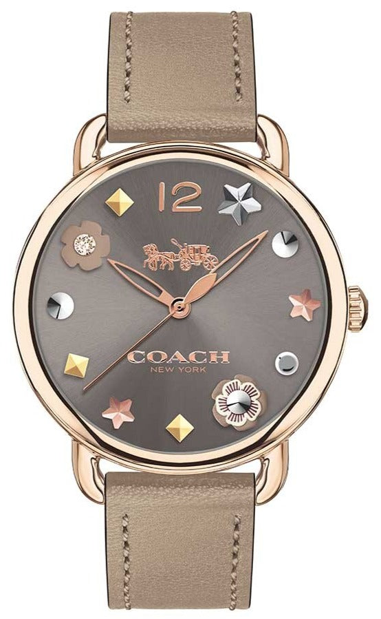 Coach Delancey Grey Dial Grey Leather Strap Watch For Women - 14502797