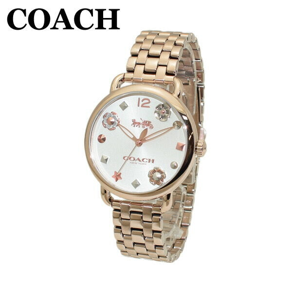 Coach Delancey White Dial Gold Steel Strap Watch For Women - 14502811