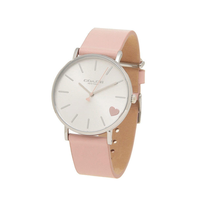 Coach Perry Silver Dial Pink Leather Strap Watch for Women - 14503516