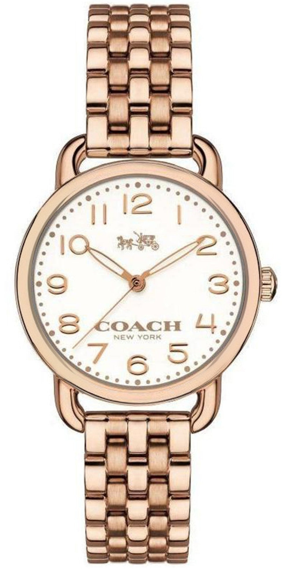 Coach Delancey White Dial Rose Gold Steel Strap Watch for Women - 14502242