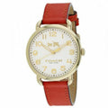 Coach Delancey Ivory Dial Orange Leather Strap Watch for Women - 14502719