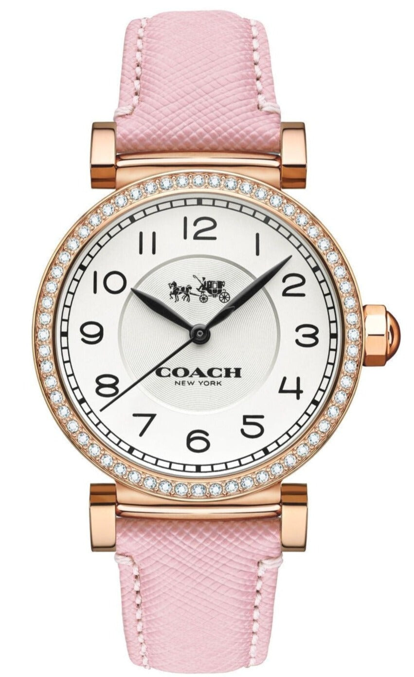 Coach Madison White Dial Pink Leather Strap Watch for Women - 14503395