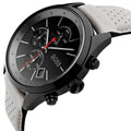 Hugo Boss Grand Prix Chronograph Black Dial Grey Leather Strap Watch for Men - 1513562