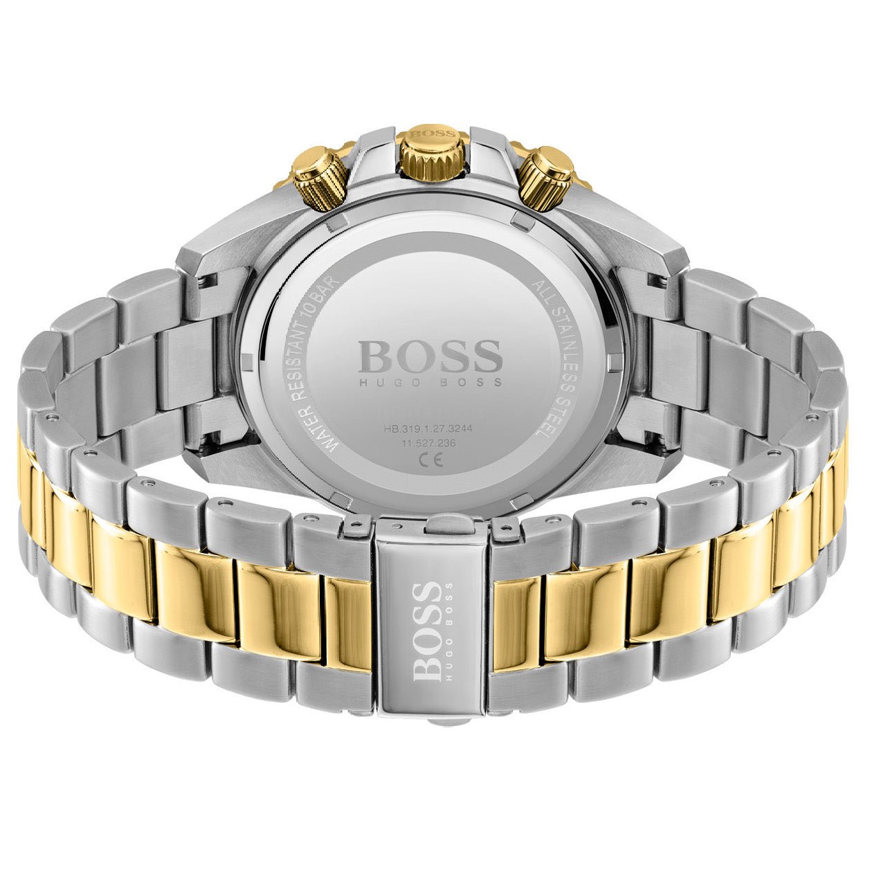 Hugo Boss Admiral Black Dial Two Tone Steel Strap Watch for Men - 1513908