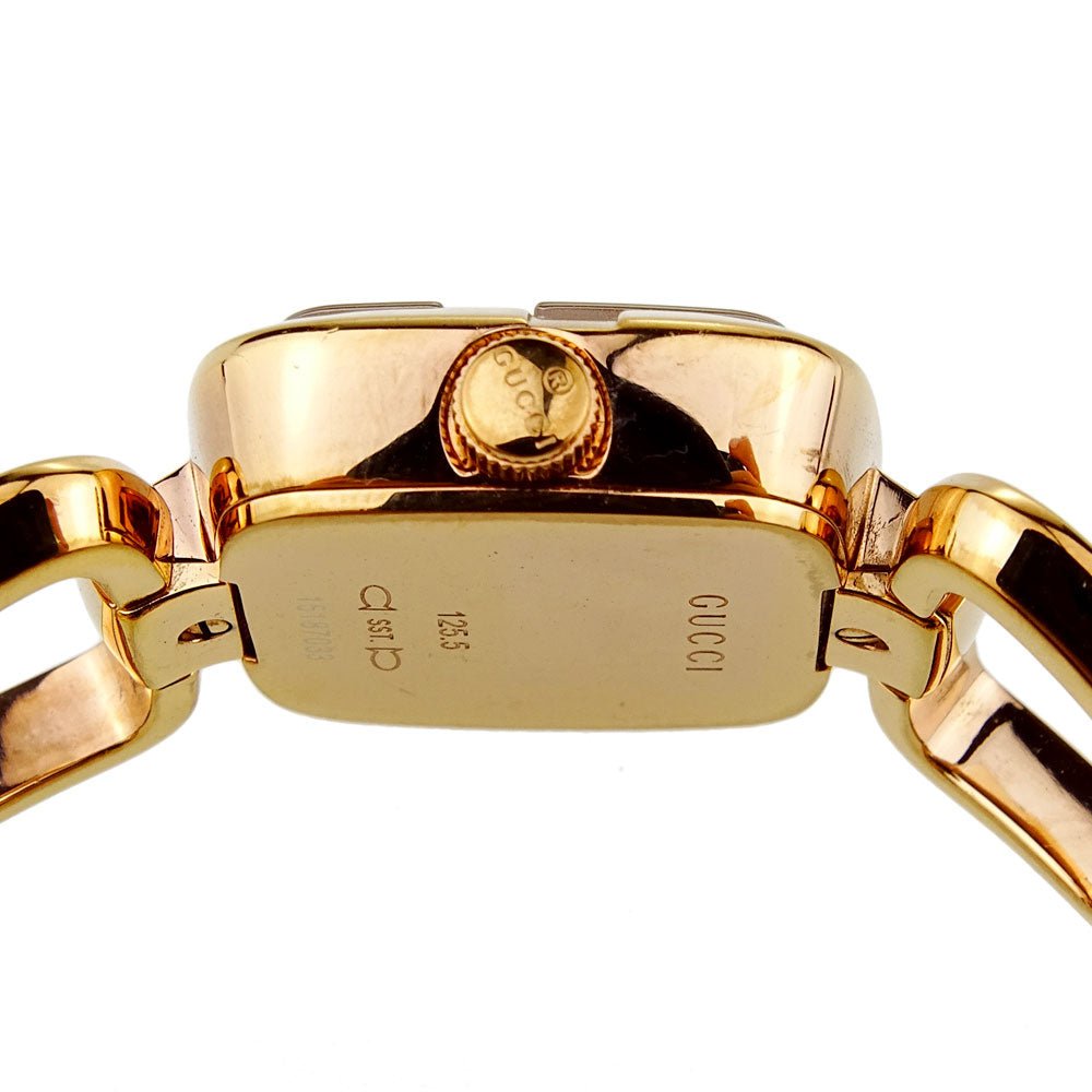 Gucci G Ladies Diamonds Black Dial Rose Gold Steel Strap Watch For Women - YA125512