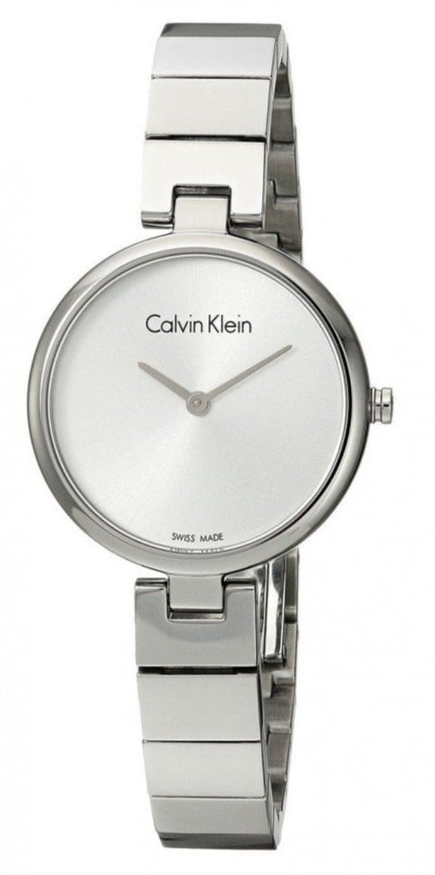Calvin Klein Authentic White Dial Silver Steel Strap Watch for Women - K8G23146