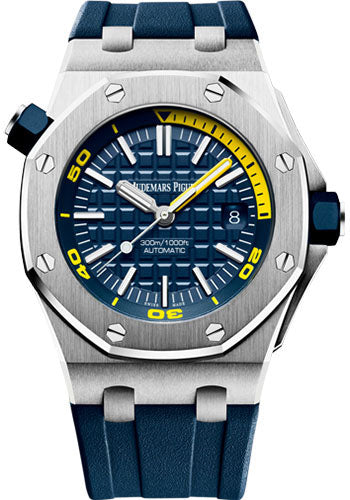 Audemars Piguet Royal Oak Offshore Diver Blue Dial Blue Rubber Strap Watch for Men - 15710ST.OO.A027CA.01