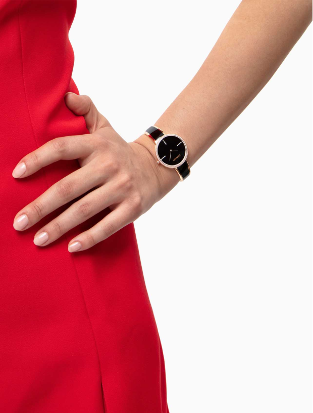 Calvin Klein Seduce Black Dial Two Tone Steel Strap Watch for Women - K4E2NX1S