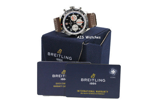 Breitling Super Avi B04 Chronograph GMT 46 Curtiss Warhawk Green Dial Brown Leather Strap Watch for Men - AB04452A1L1X1