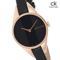 Calvin Klein Rebel Black Dial Black Leather Strap Watch for Women - K8P236C1