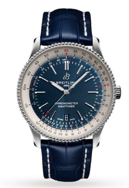 Breitling Navitimer Automatic 41mm Blue Dial Blue Leather Strap Mens Watch - A17326211C1P3