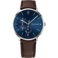 Tommy Hilfiger Cooper Blue Dial Brown Leather Strap Watch for Men - 1791508