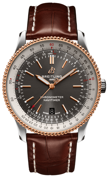 Breitling Navitimer 1 Automatic 41mm Black Dial Brown Leather Strap Mens Watch - U17326211M1P1