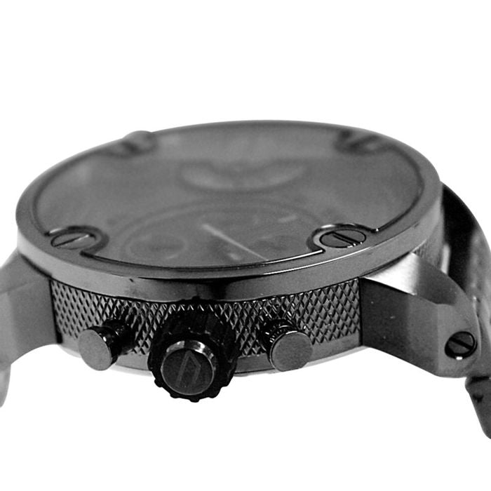 Diesel Little Daddy Dual Time Chronograph Grey Dial Grey Steel Strap Watch For Men - DZ7263