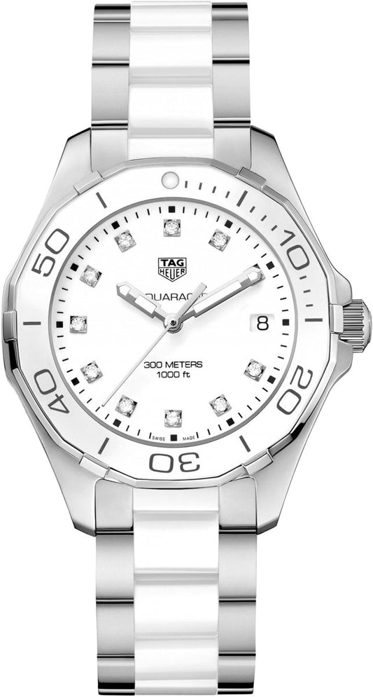 Tag Heuer Aquaracer 35mm Quartz Diamond White Dial Two Tone Steel Strap Watch for Women - WAY131D.BA0914