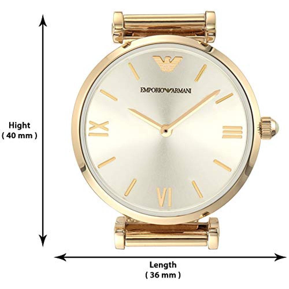 Emporio Armani Retro Gold Dial Gold Mesh Bracelet Watch For Women - AR1957