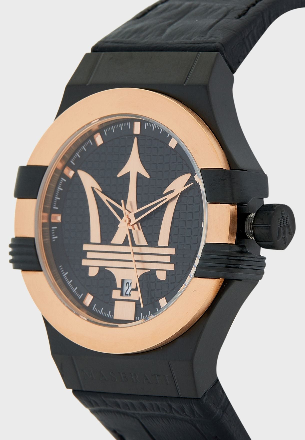 Maserati Potenza Quartz Black Dial Black Leather Strap Watch For Men - R8851108032