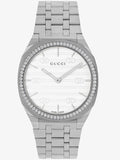 Gucci 25H Quartz Silver Dial Silver Steel Strap Unisex Watch - YA163407