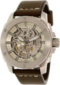 Fossil Modern Machine Automatic Skeleton White Dial Brown Leather Strap Watch for Women - ME3083