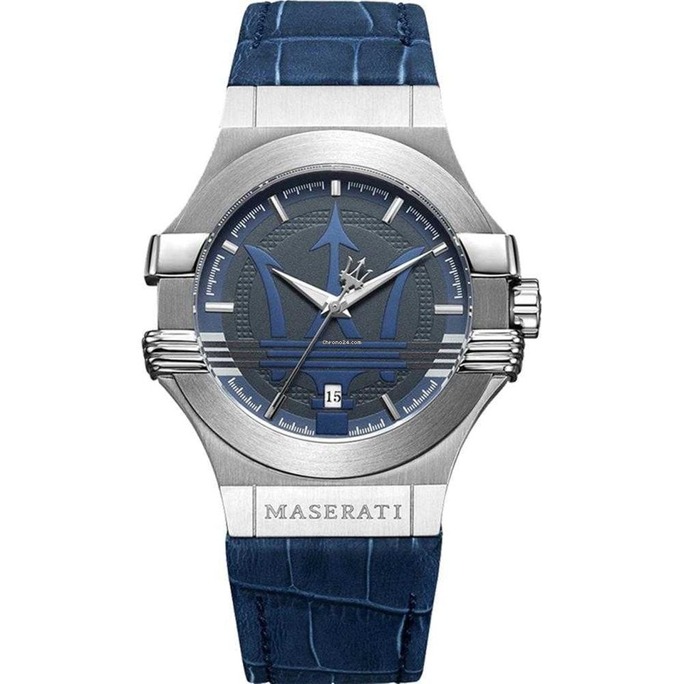 Maserati Potenza Blue Dial Blue Leather Strap Watch For Men - R8851108015