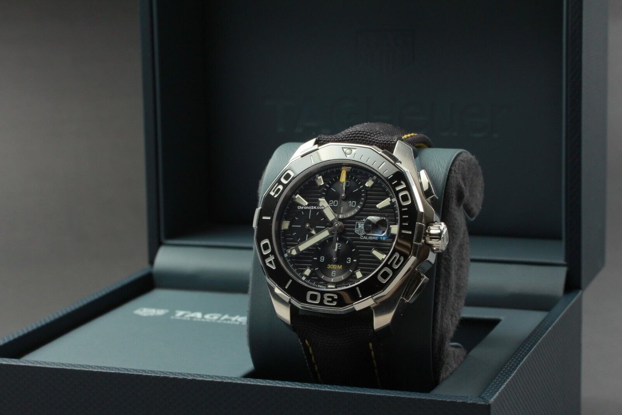 Tag Heuer Aquaracer Automatic Chronograph Black Dial Black Nylon Strap Watch for Men - CAY211A.FC6361