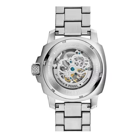 Fossil Modern Machine Automatic Silver Dial Silver Steel Strap Watch for Men - ME3081