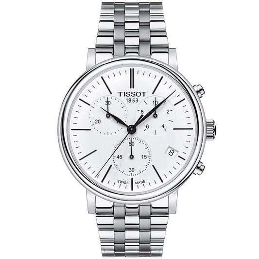 Tissot Carson Premium White Dial Silver Steel Strap Watch For Men - T122.417.11.011.00