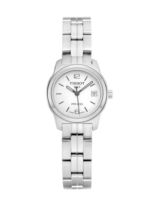 Tissot T Classic PR100 Watch Ladies White Dial Stainless Steel For Women - T049.210.11.017.00